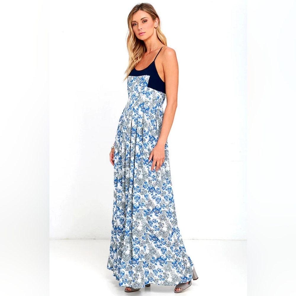 Posy Perfect Blue Floral Print Maxi Dress